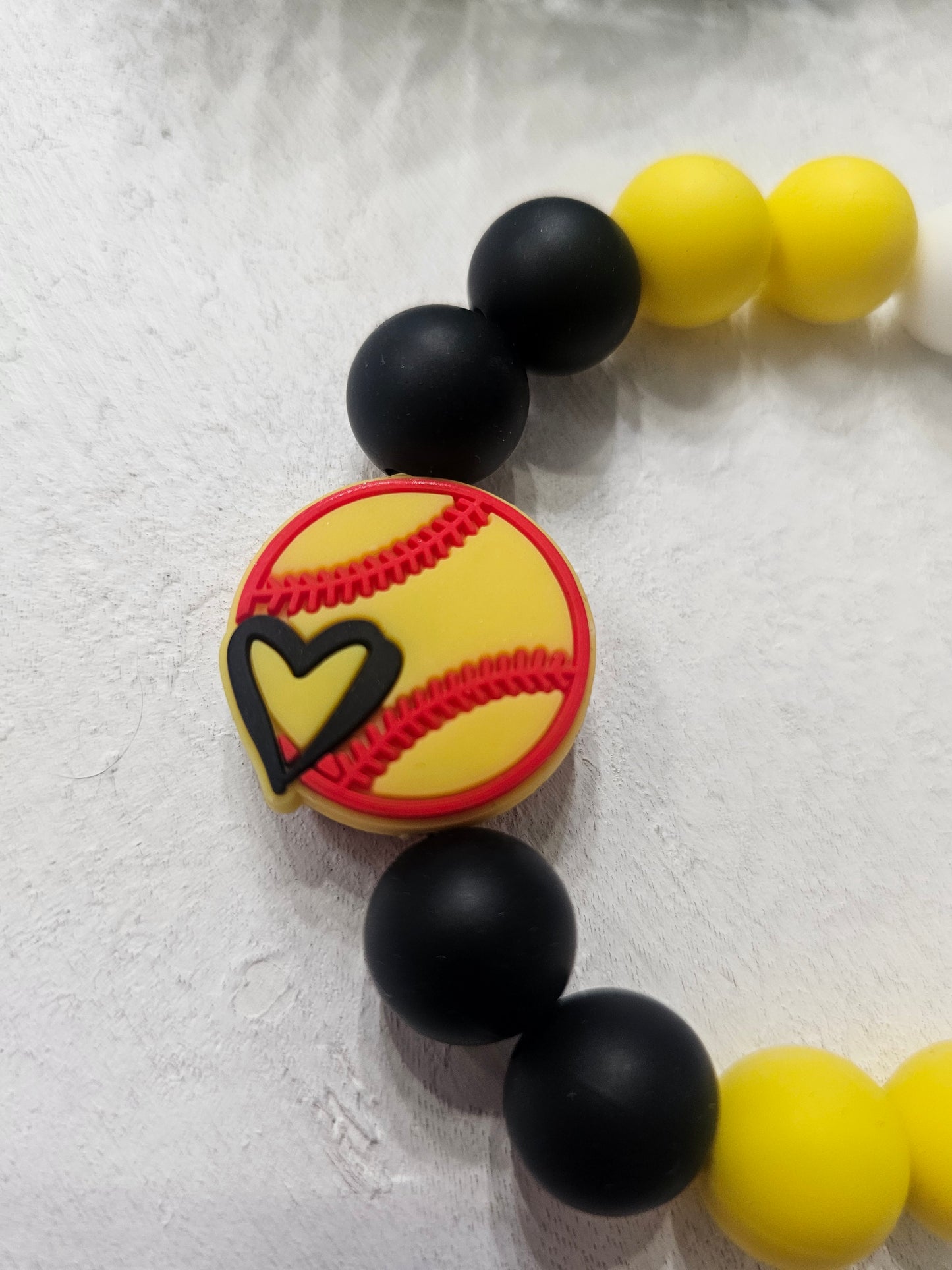 Softball Beaded Bracelet Keychain