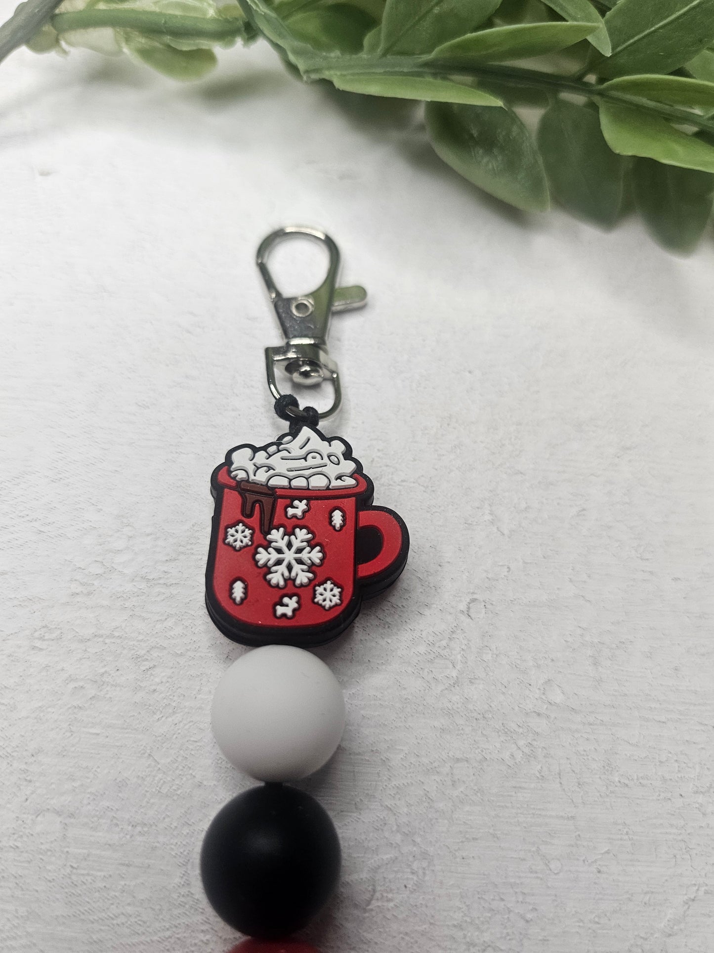 Hot Chocolate Dangle Bead Keychain