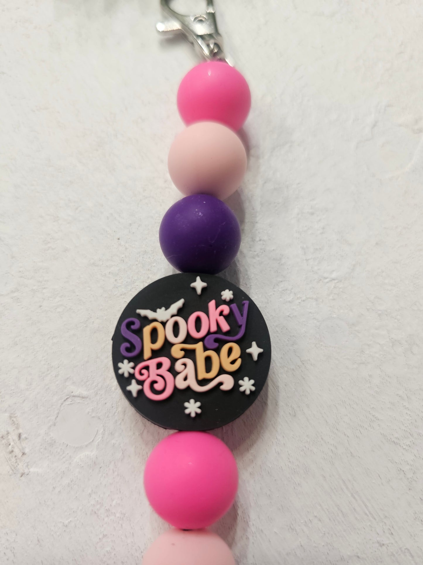 Spooky Babe Dangle Bead Keychain