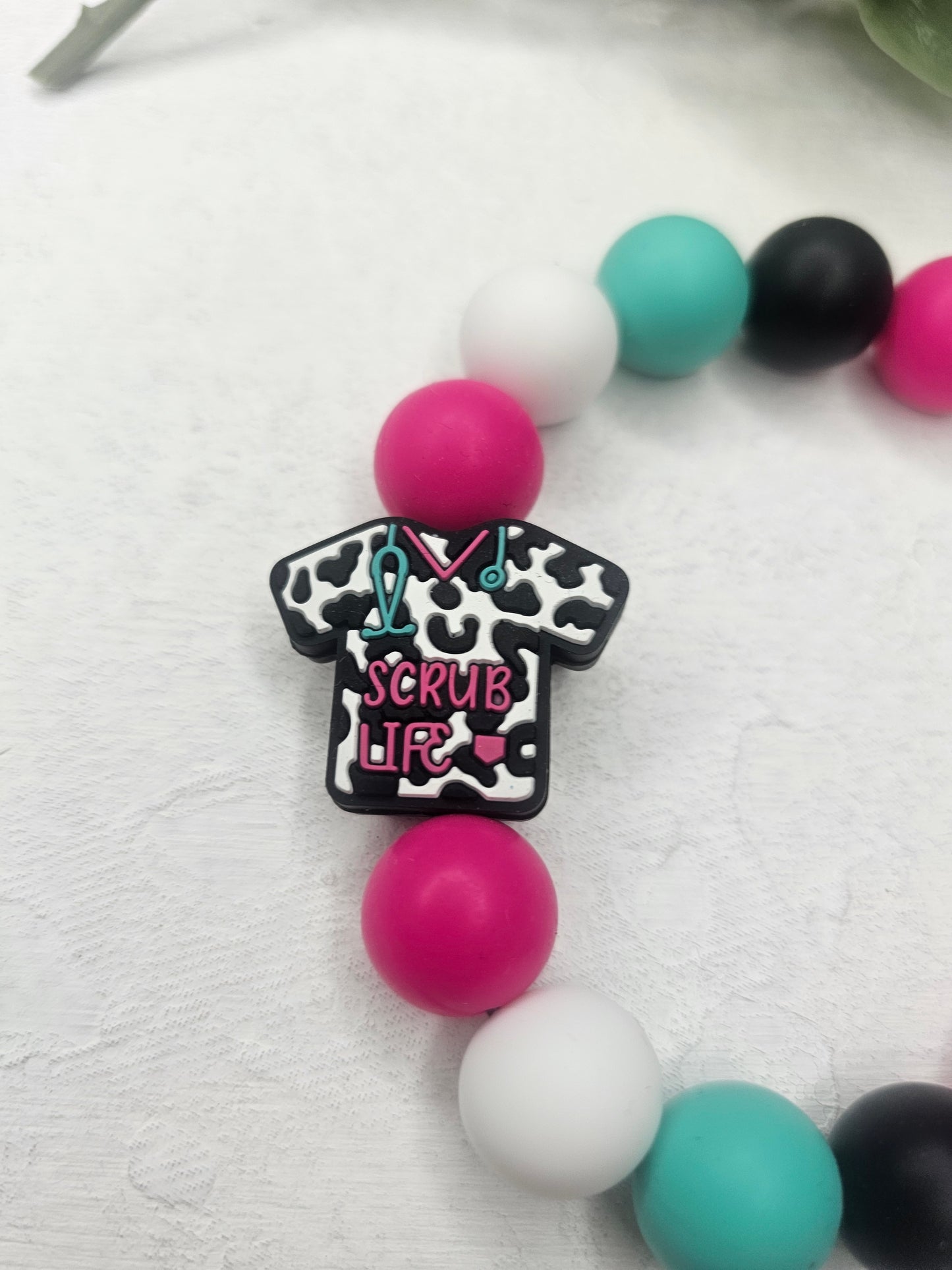 Leopard Scrub Life Beaded Bracelet Keychain