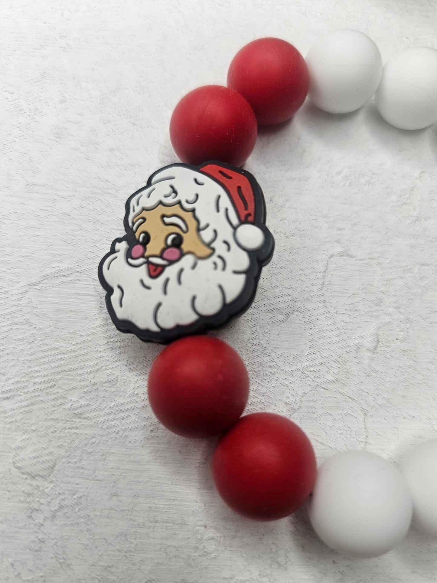 Jolly Santa Beaded Bracelet Keychain