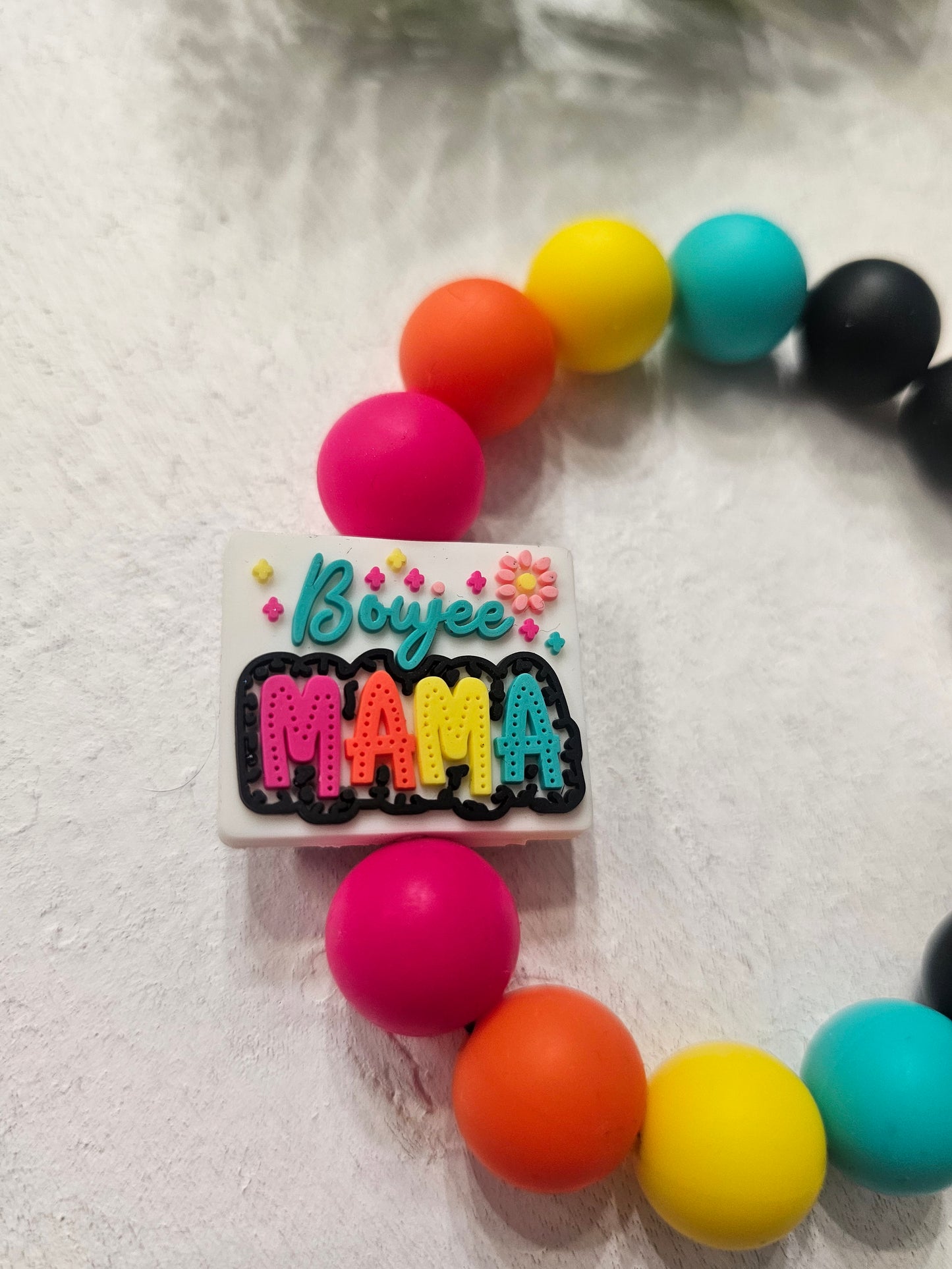 Boujee Mama Beaded Bracelet Keychain