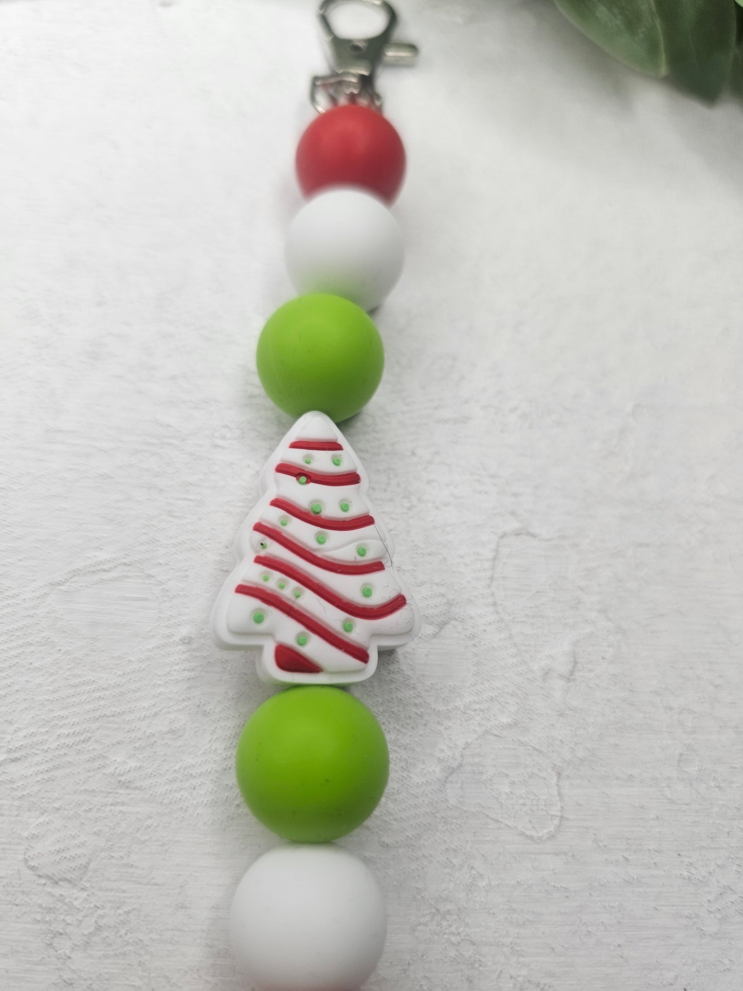 Little Debbie Tree Dangle Bead Keychain