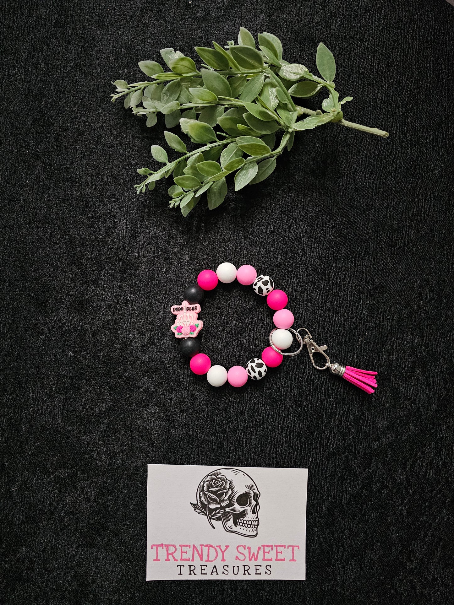 Drop Dead Beaded Bracelet Keychain