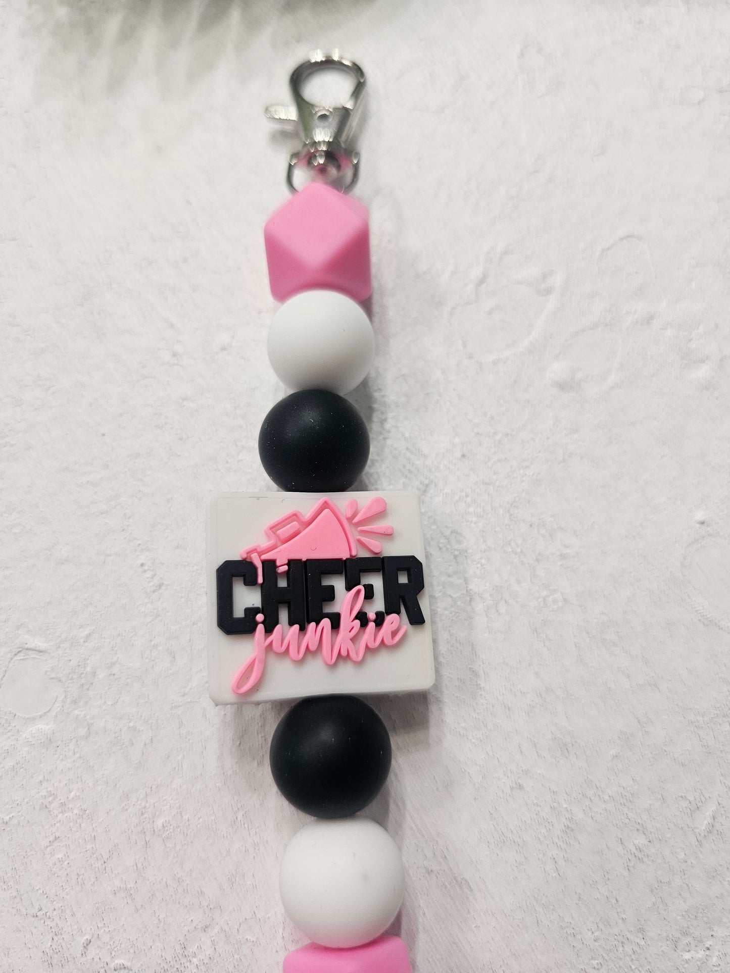 Cheer Junkie Dangle Bead Keychain