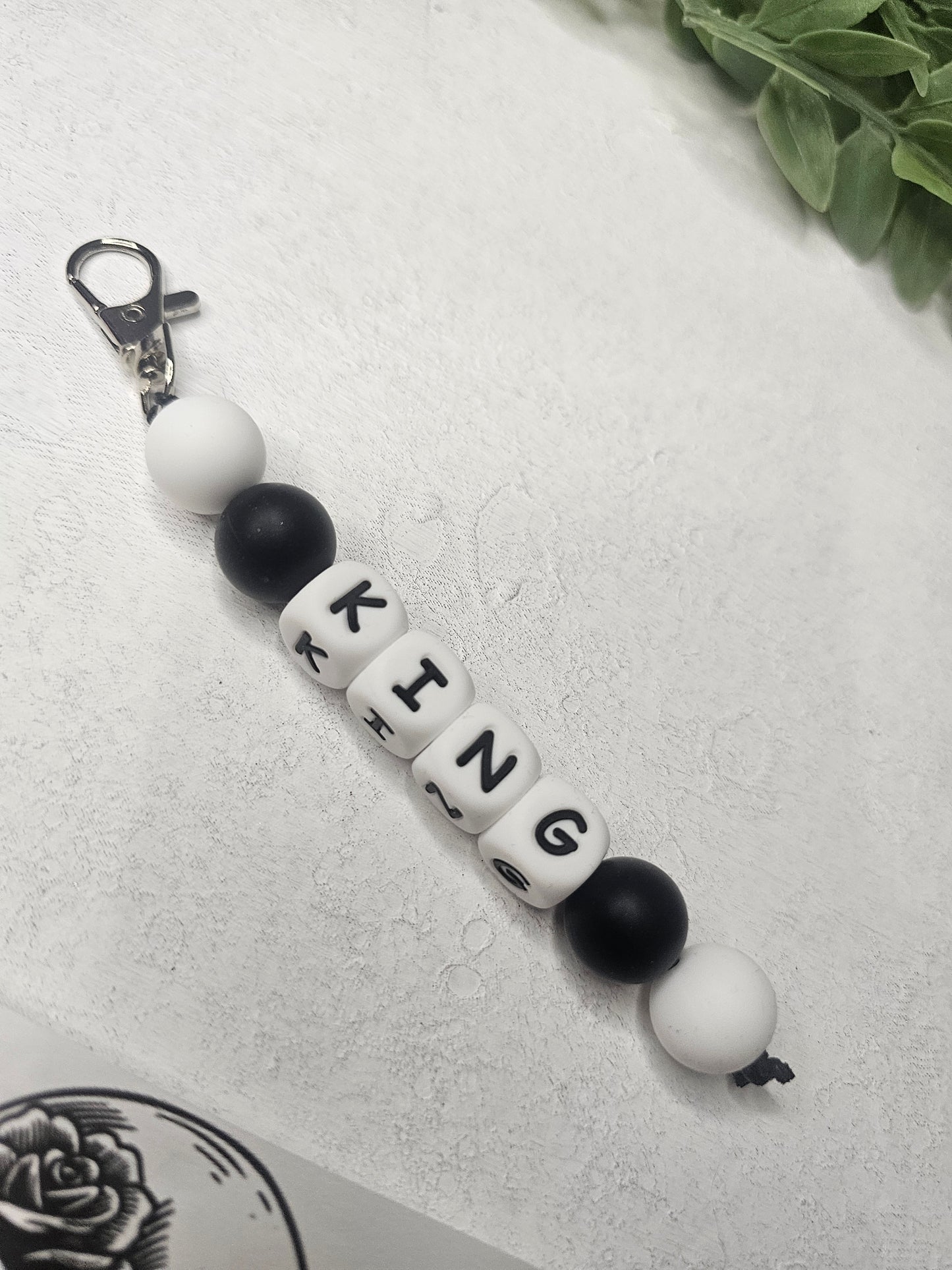 King Dangle Bead Keychain