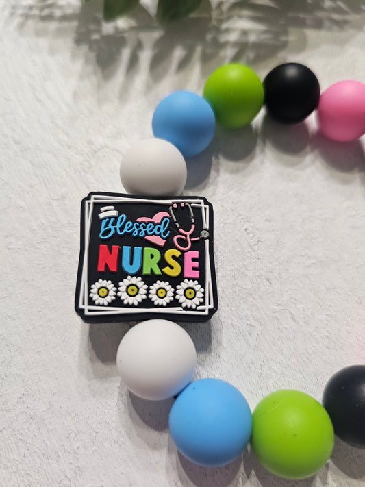 Blessed Nurse Beaded Bracelet Keychain