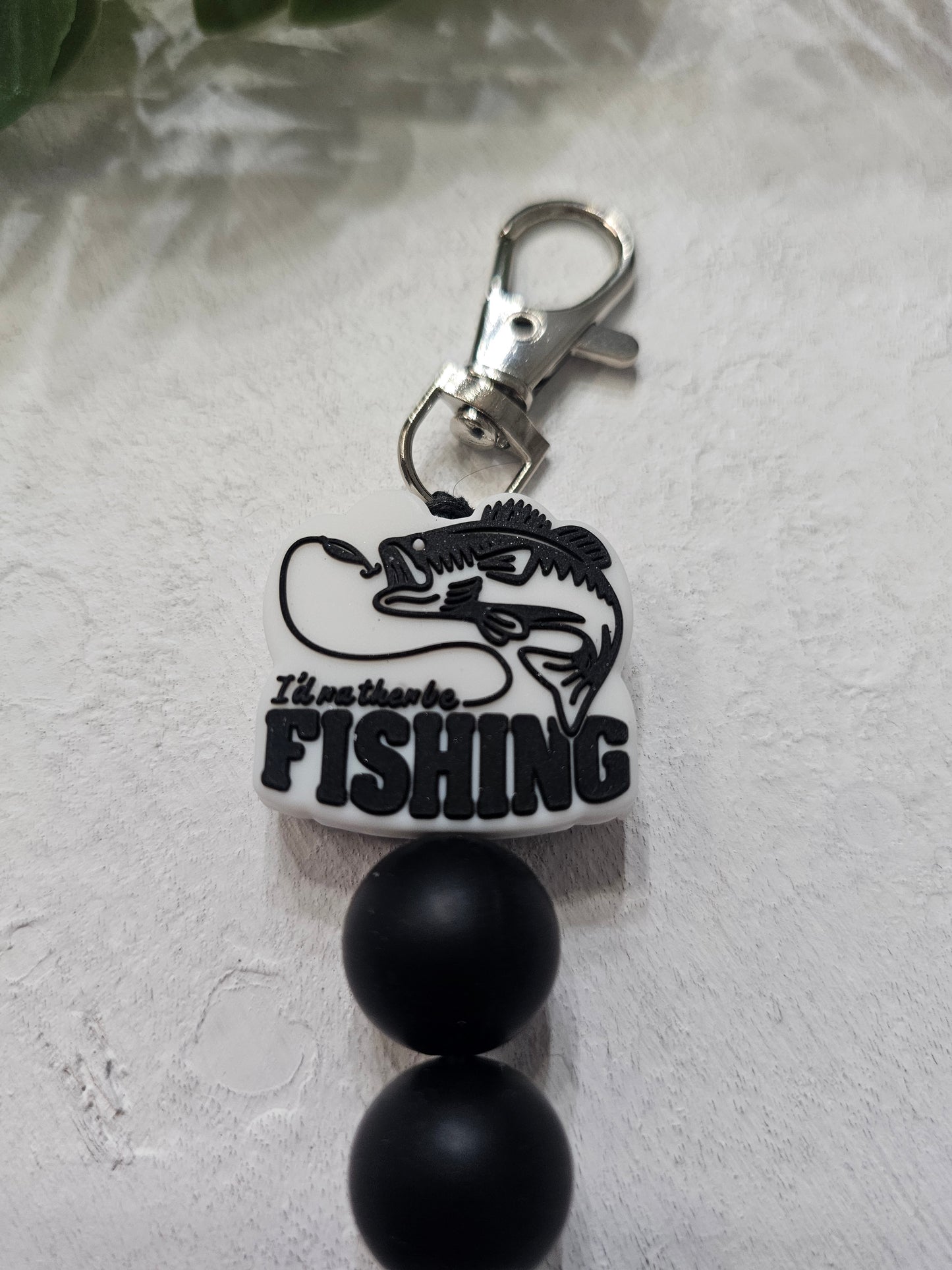 I'd Rather Be Fishing Dangle Bead Keychain