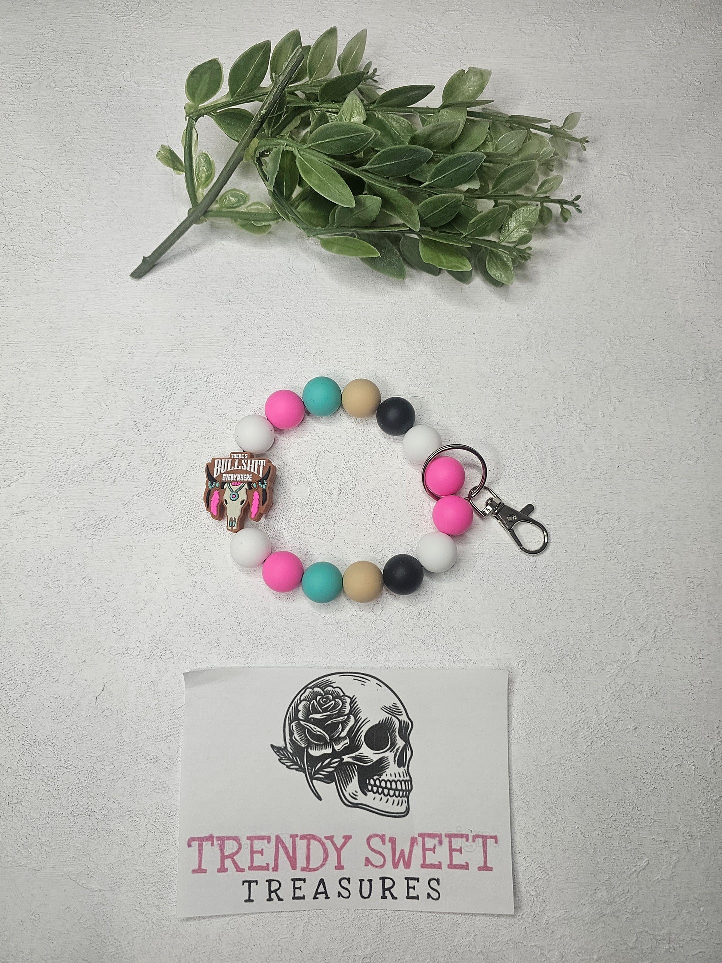 There's Bullshit Everywhere Beaded Bracelet Keychain