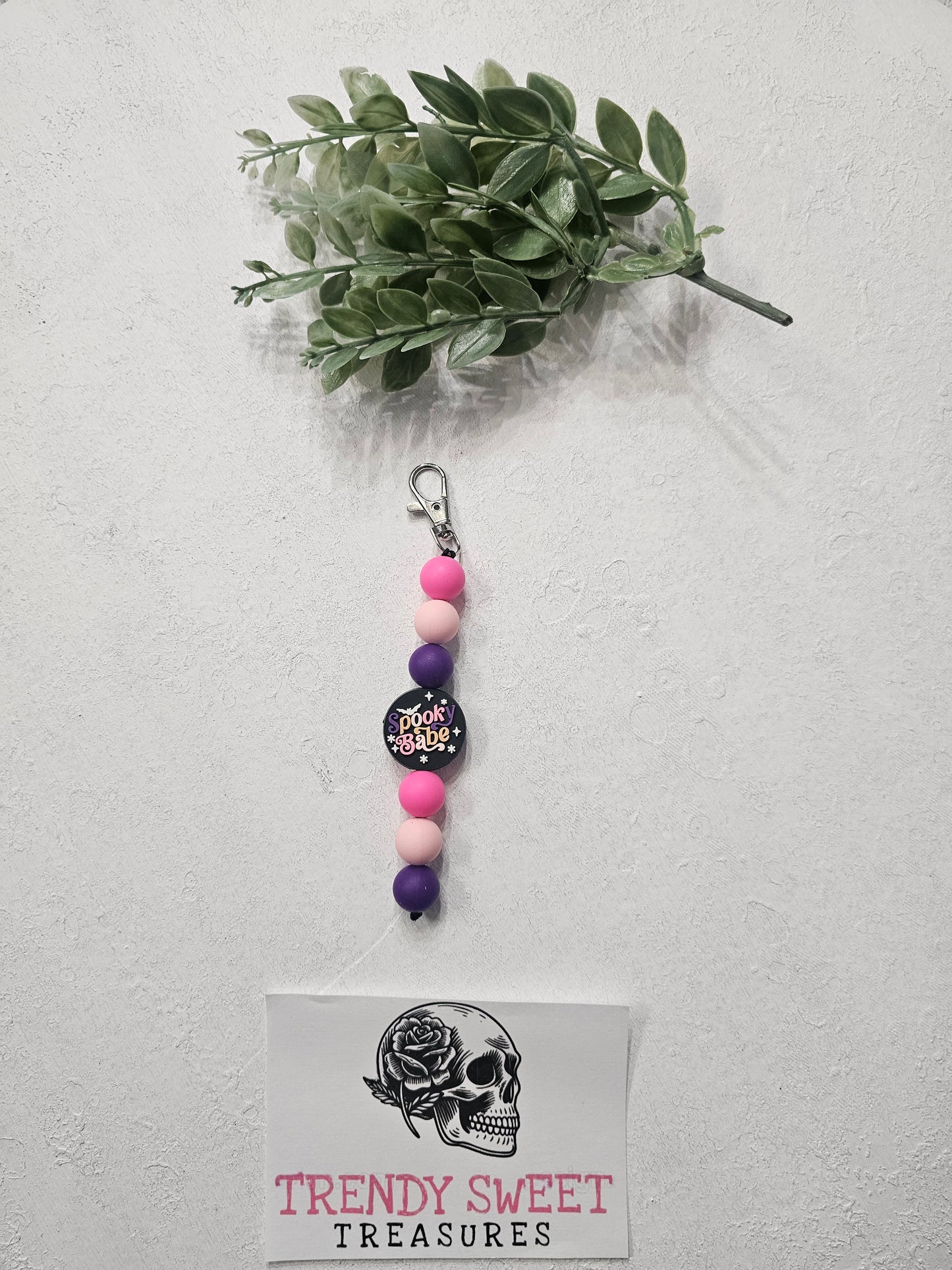 Spooky Babe Dangle Bead Keychain