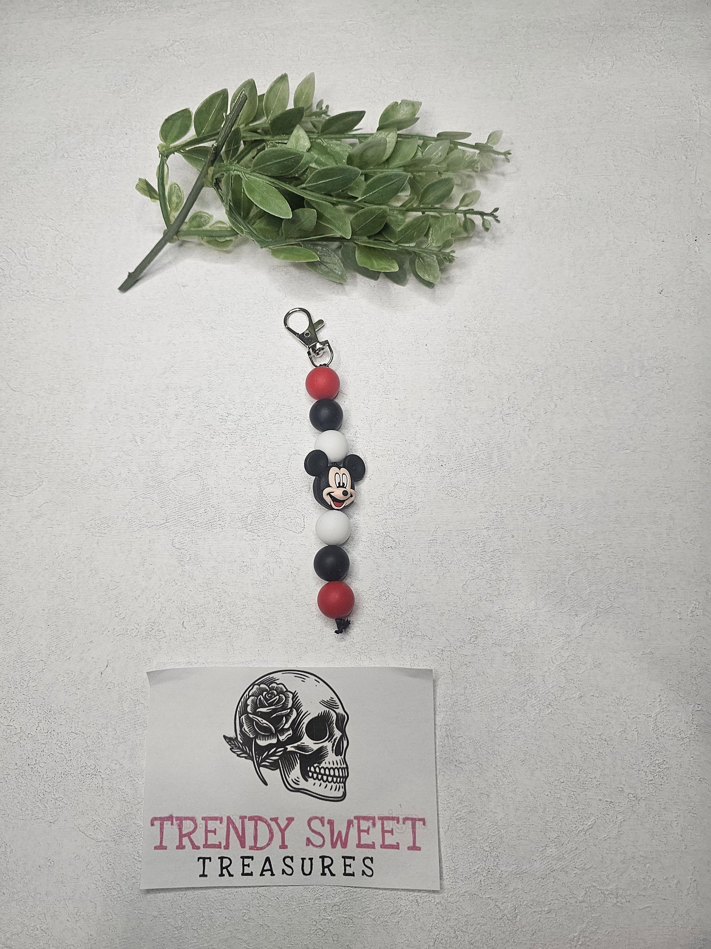 Mickey Mouse Dangle Bead Keychain