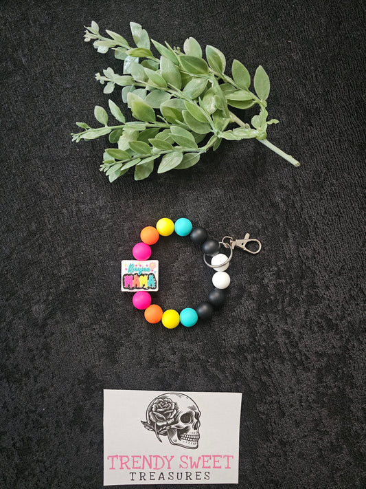 Boujee Mama Beaded Bracelet Keychain