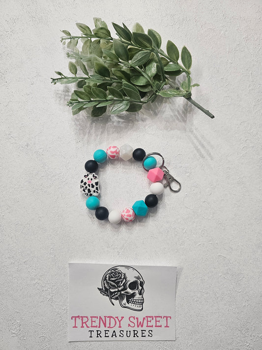 Cow Print Original Ghost Beaded Bracelet Keychain