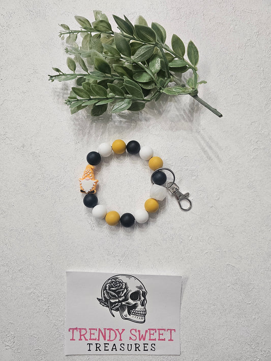 Yellow Gnome Beaded Bracelet Keychain