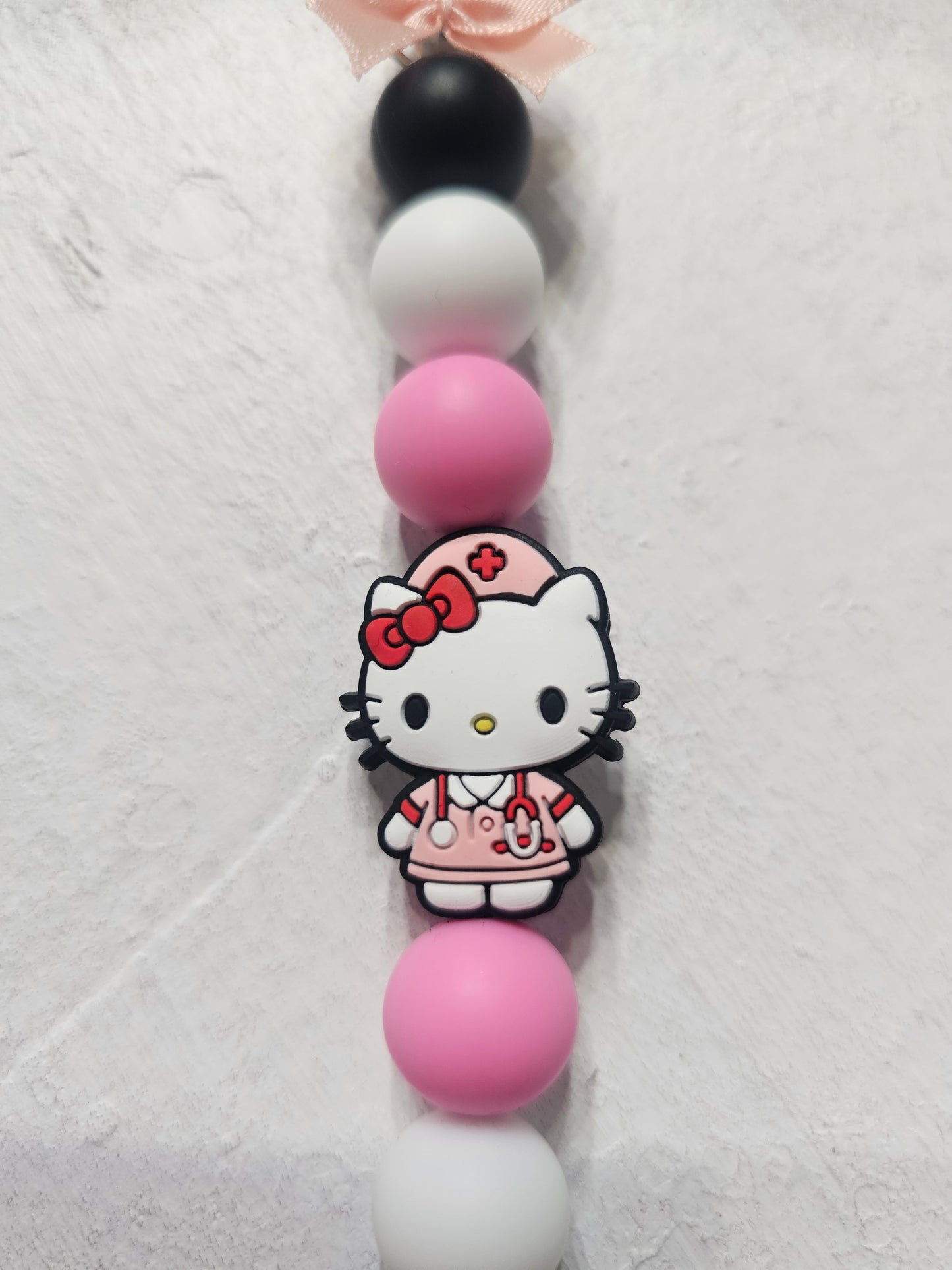 Nurse Hello Kitty Dangle Bead Keychain