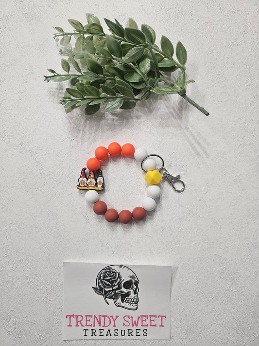 Fall Gnome Beaded Bracelet Keychain