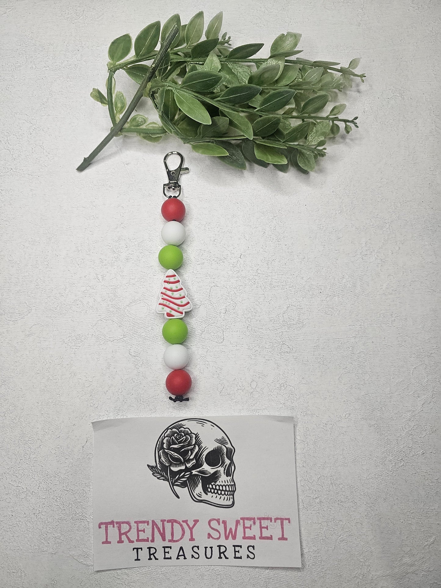 Little Debbie Tree Dangle Bead Keychain