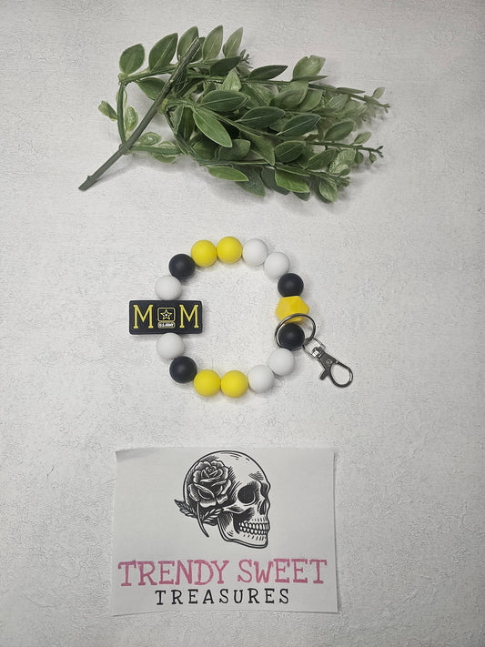 U.S. Army Mom Beaded Bracelet Keychain