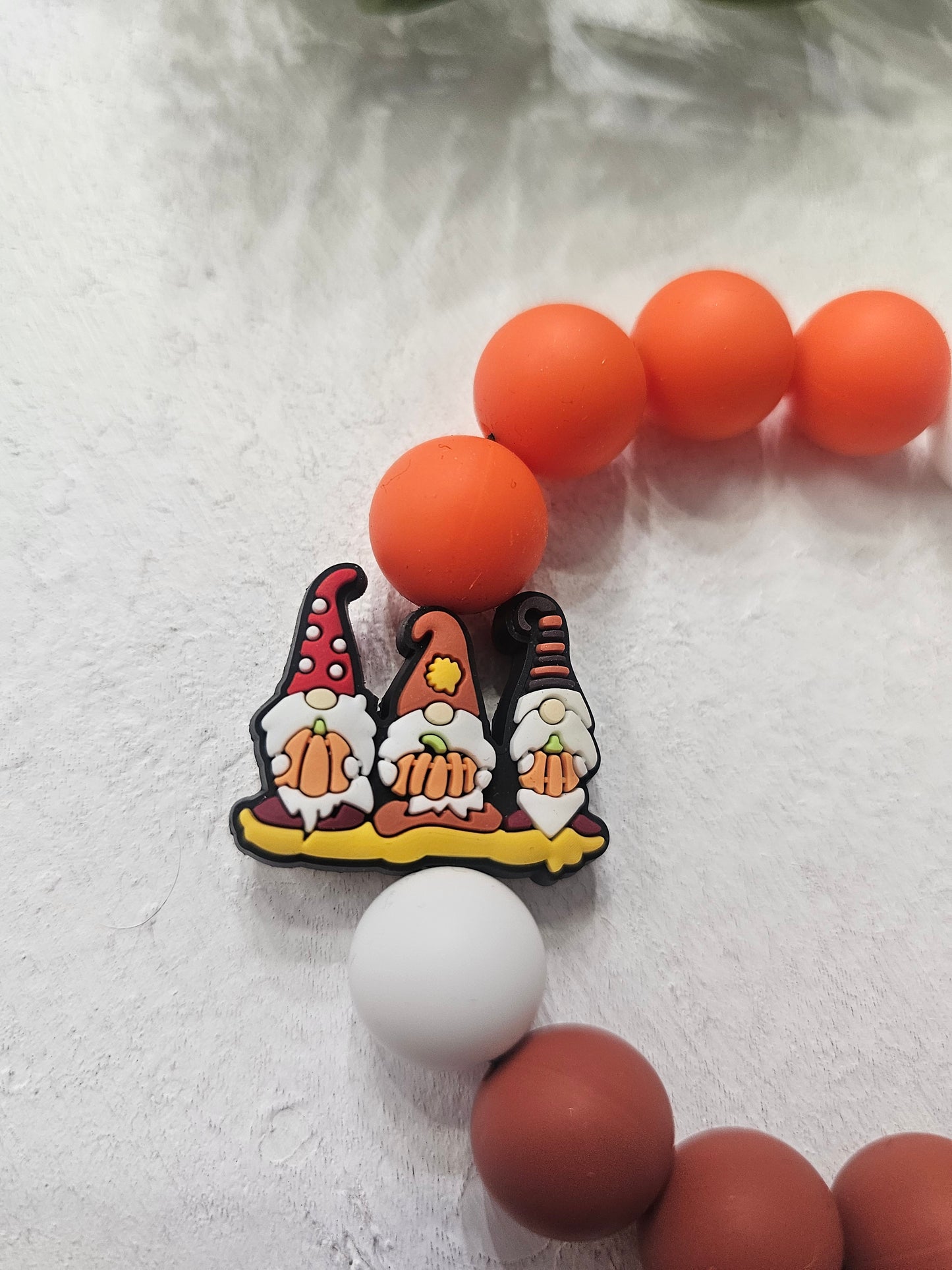 Fall Gnome Beaded Bracelet Keychain