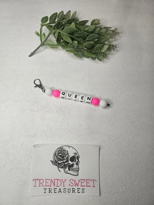 Queen Dangle Bead Keychain