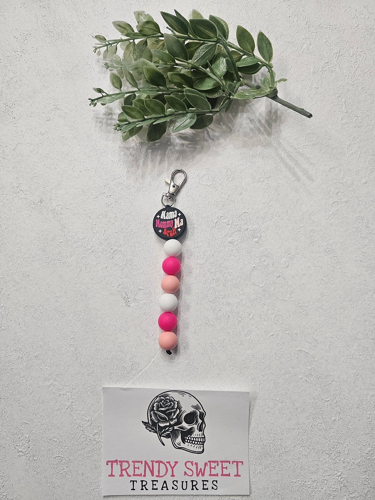 Mama Mommy Mom Bruh Dangle Bead Keychain