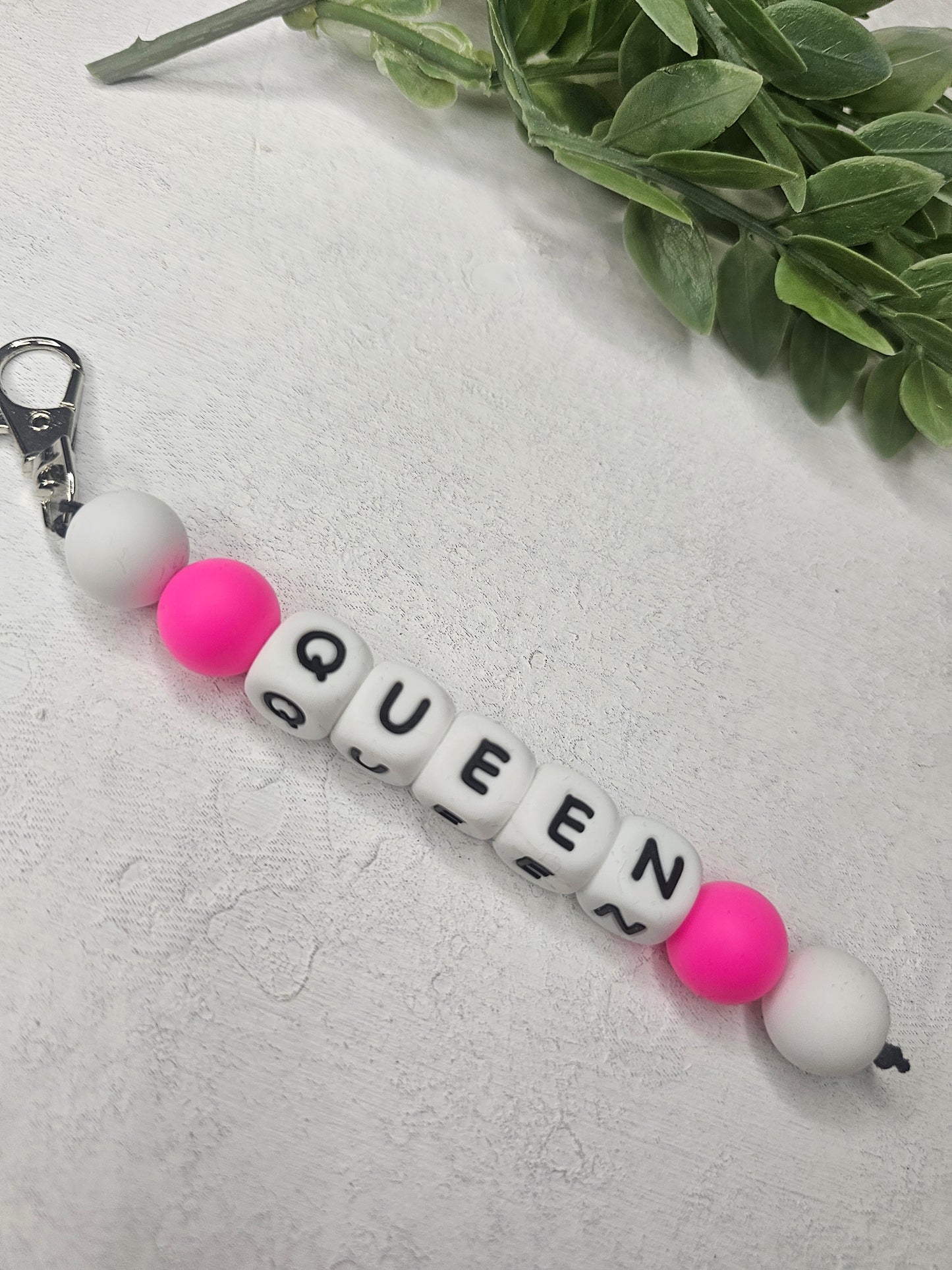 Queen Dangle Bead Keychain