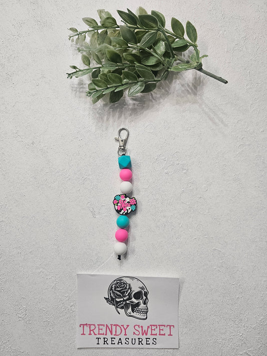 Leopard Mama Dangle Bead Keychain