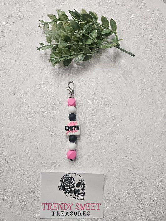 Cheer Junkie Dangle Bead Keychain