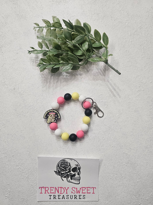 Running on Caffeine & Chaos Beaded Bracelet Keychain