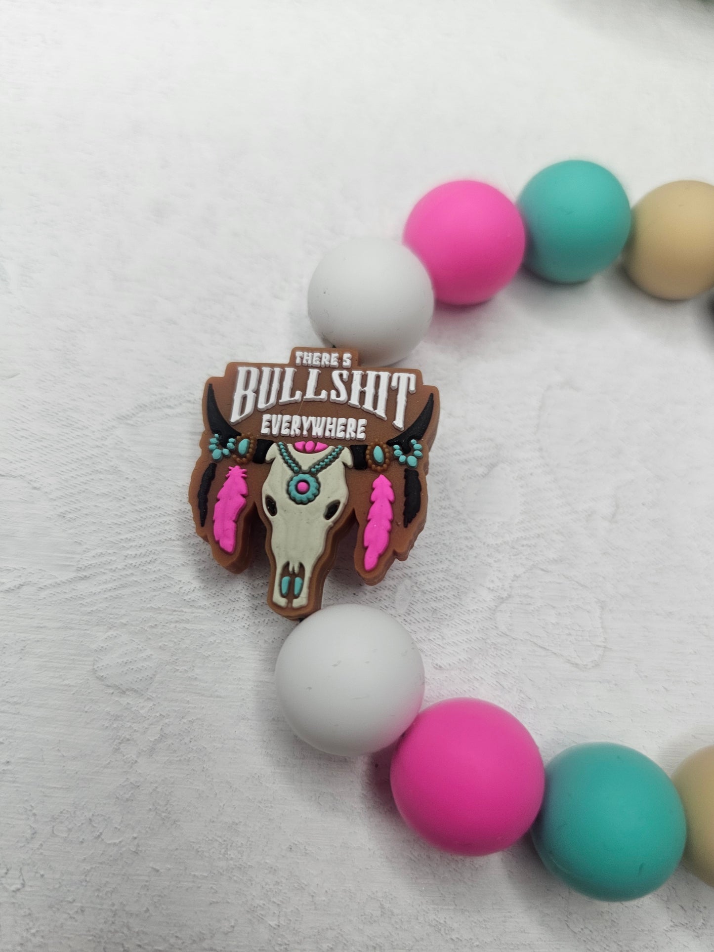 There's Bullshit Everywhere Beaded Bracelet Keychain