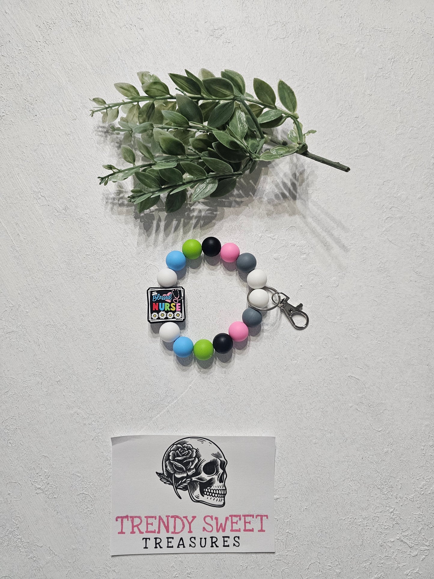 Blessed Nurse Beaded Bracelet Keychain