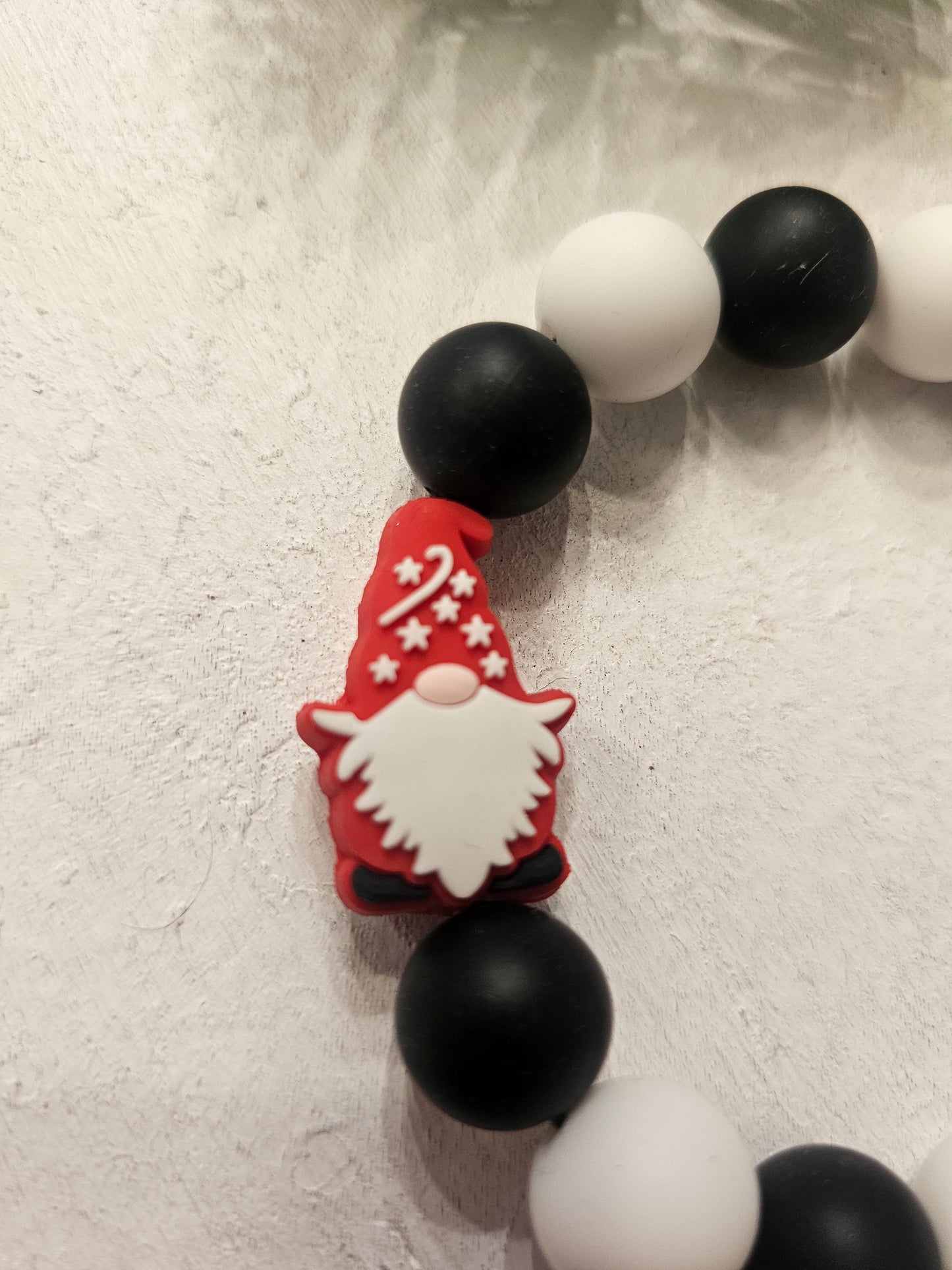 Red Gnome Beaded Bracelet Keychain
