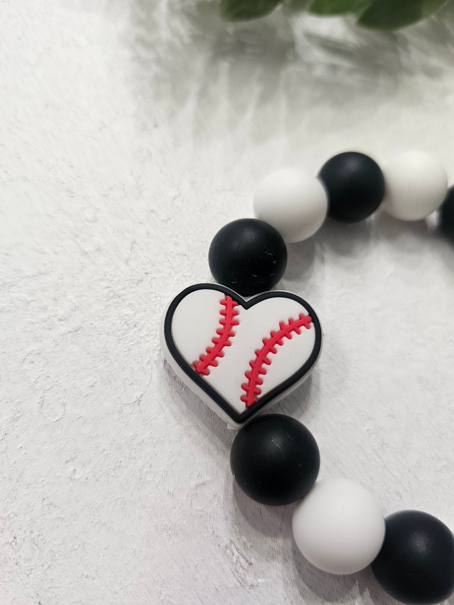 Baseball Beaded Bracelet Keychain