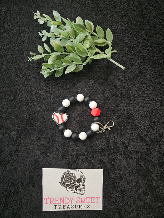 Baseball Beaded Bracelet Keychain