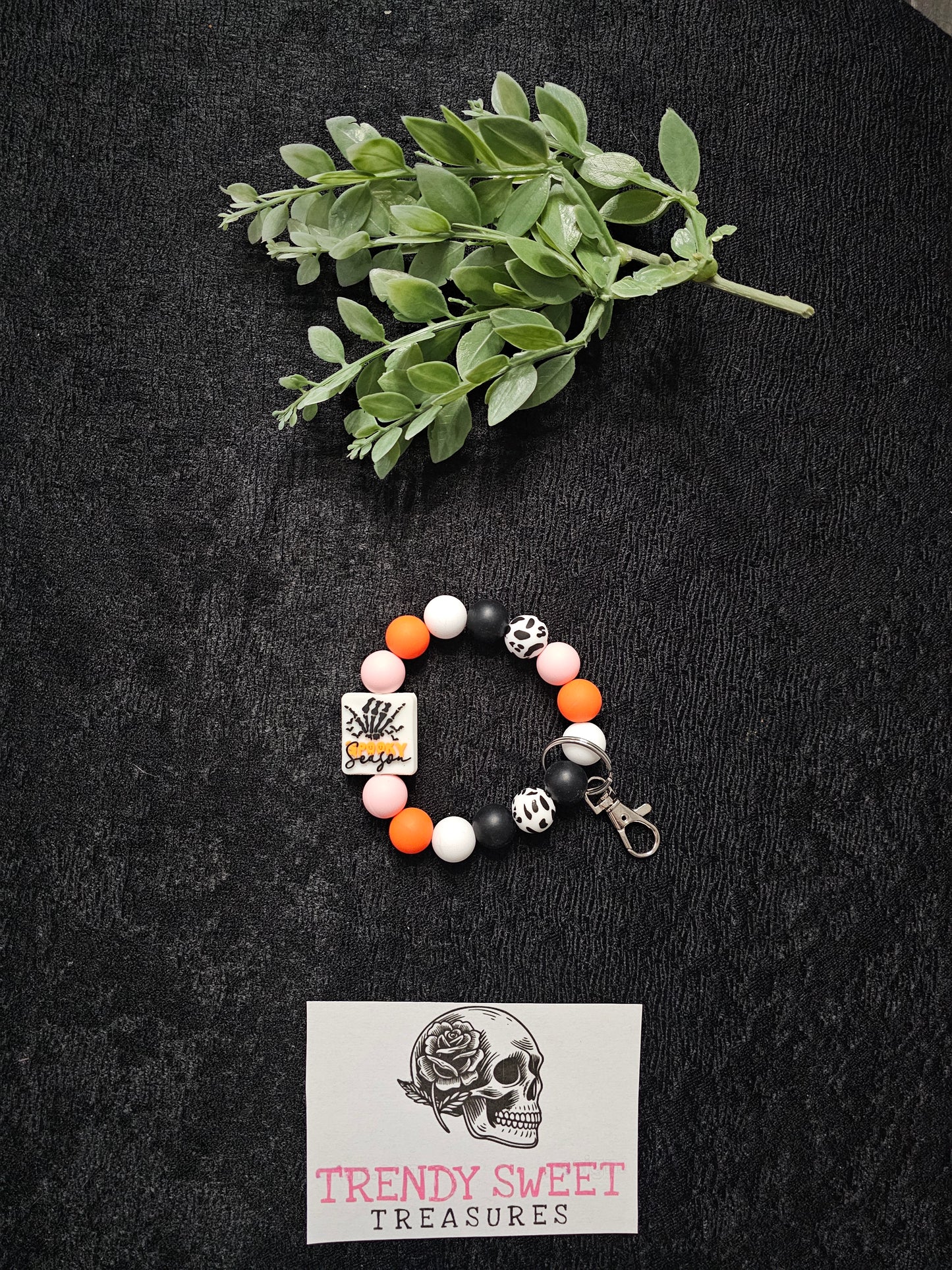 Spooky Season Beaded Bracelet Keychain