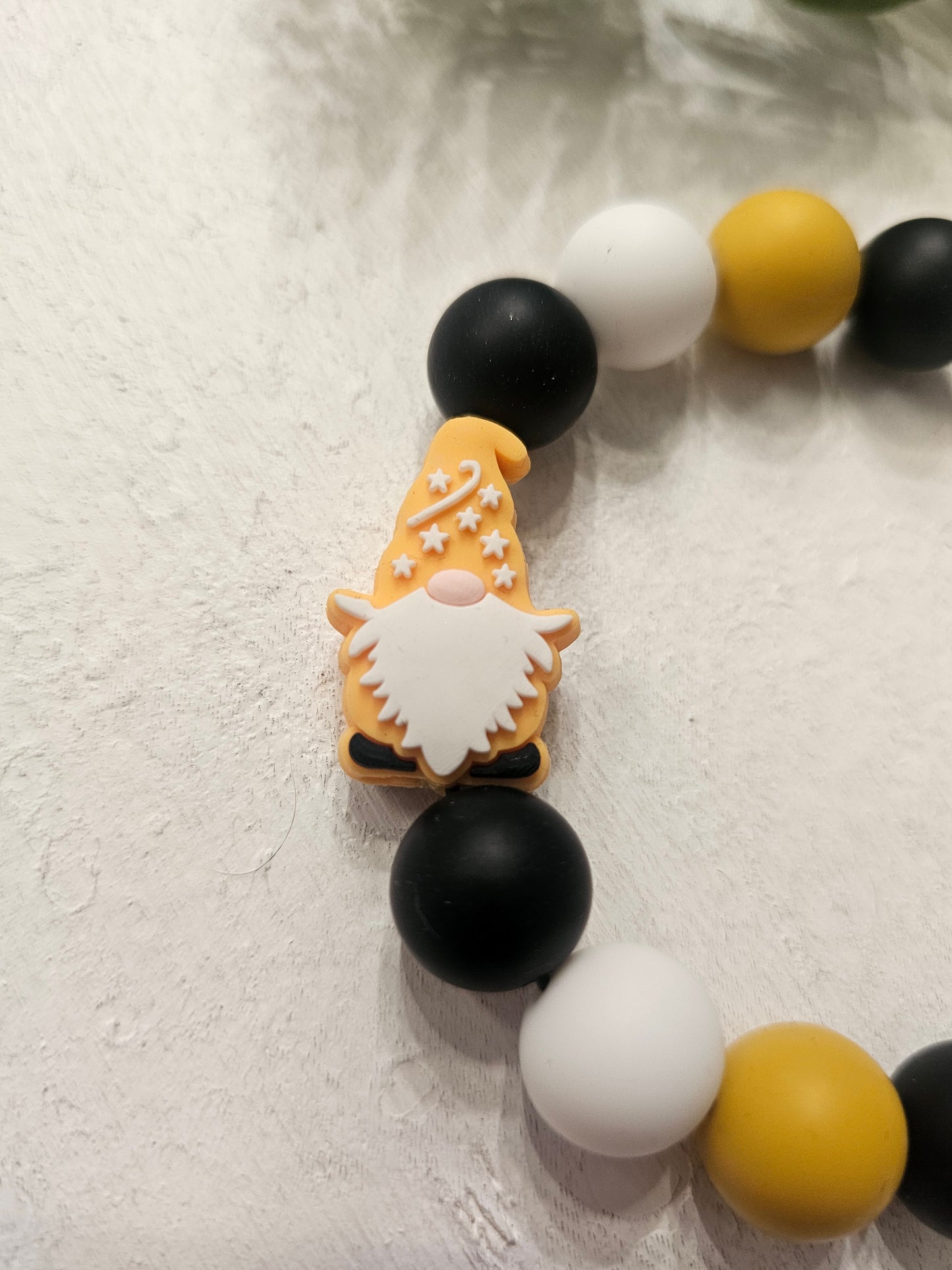Yellow Gnome Beaded Bracelet Keychain