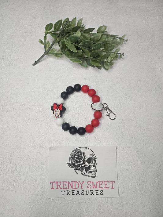 Minnie Mouse Beaded Bracelet Keychain