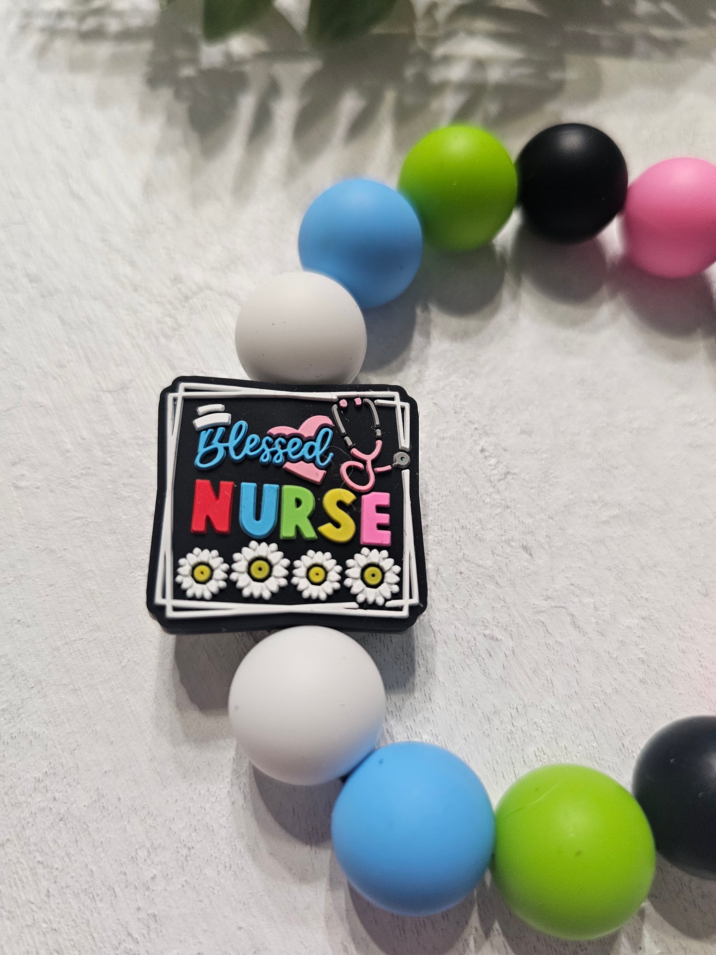 Blessed Nurse Beaded Bracelet Keychain